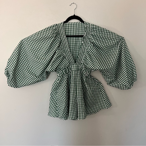 Green Gingham Women's Romper - Picture 6 of 7